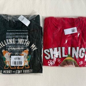 Old Navy Snowmies and Elf Shirts - dark green and red